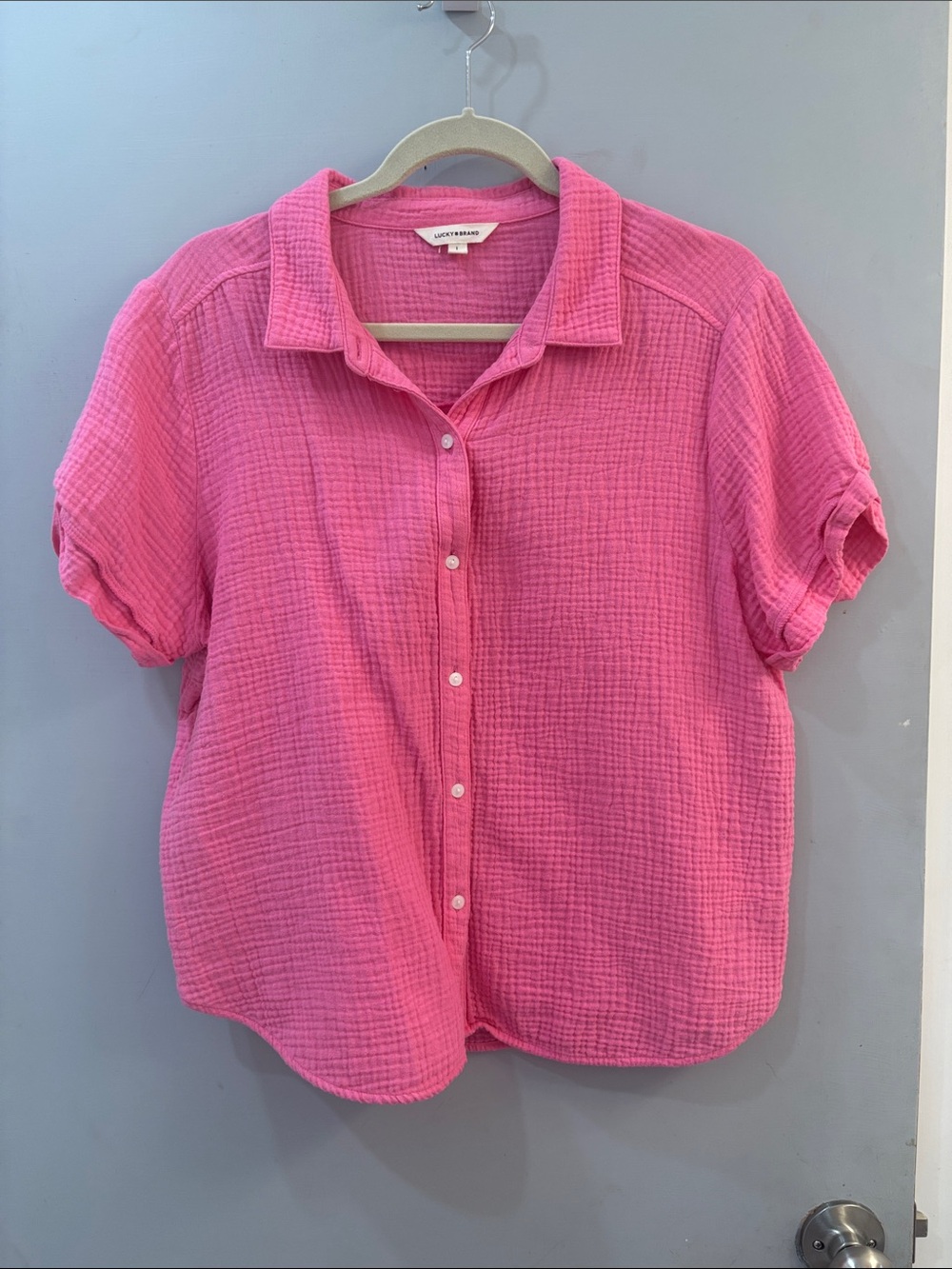 Lucky Brand Pink Gauze Button-Down Shirt